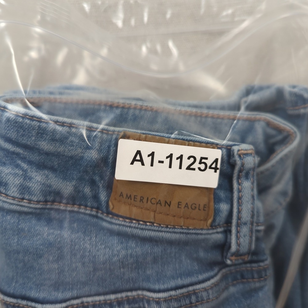 American Eagle Jeans Women 2 Blue Long Super High Rise Flare Stretch Boho Hippie - Picture 16 of 16